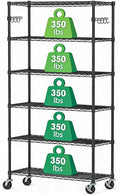 6 Tier Storage Shelves with Wheels Heavy Duty Wire Rolling Shelving Rack Organizer Garage Metal Steel Unit Adjustable Utility Commercial Sturdy Shelves for Kitchen Pantry Bathroom Closet Laundry
