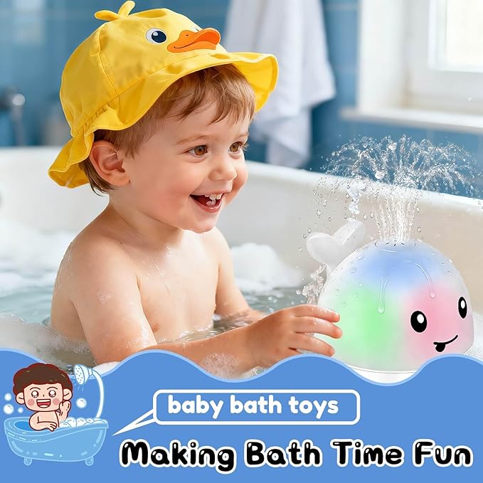 Light Up Toddler Bath Toys - 1 2 3 Year Old Girl Boy gift - Birthday Gifts Water Table For Toddlers 1-3 - Whale Water Spray Toy - Toys For Ages 0-2 - Infant Bathtub Floating Pool Toy 6-12-18 Months