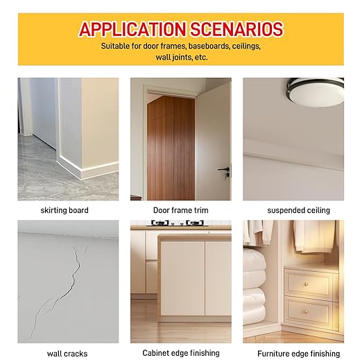 VGS66 Beauty Silicone Caulkfor Trim & Baseboards - Flexible Interior Gap Filler for Crown Molding, Door Frames & Woodwork - Easy Water Clean-Up, Paint-Ready in 30 Mins, White