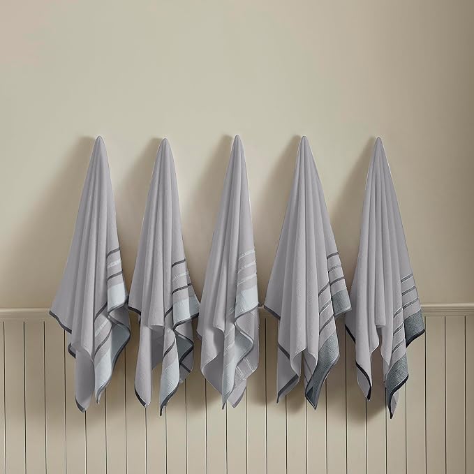 Great Bay Home Decorative Bath Towel Set - Luxury Cotton 4 Pack 54x27 Bath Towel Set - Luxurious, Ultra-Soft, Durable Towels for Bathroom Decor (Grey)