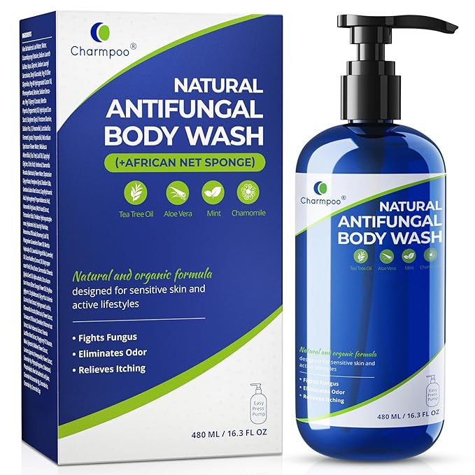 Natural Antifungal Body Wash: Tea Tree & Aloe Vera Formula for Itchy Sweaty Skin – Fights Athlete’s Foot Jock Itch Ringworm – Sensitive Skin Safe (16.3 FL OZ)