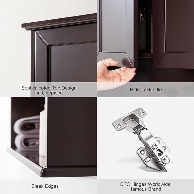Wall Cabinet, 23x29 inch Medicine Cabinet, Over Toilet Storage with Adjustable Shelf, Wooden Expresso Bathroom Cabinet with 2 Doors