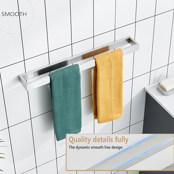 KOKOSIRI Towel Bar Brushed Nickel Bath Towel Hanger Holder 20-Inch Kitchen Rack Stainless Steel for Bathroom Hardware Wall Mount, 1 Pack B4008BR-L20