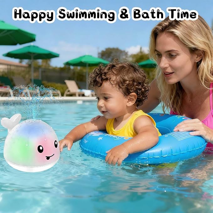 Light Up Toddler Bath Toys - 1 2 3 Year Old Girl Boy gift - Birthday Gifts Water Table For Toddlers 1-3 - Whale Water Spray Toy - Toys For Ages 0-2 - Infant Bathtub Floating Pool Toy 6-12-18 Months