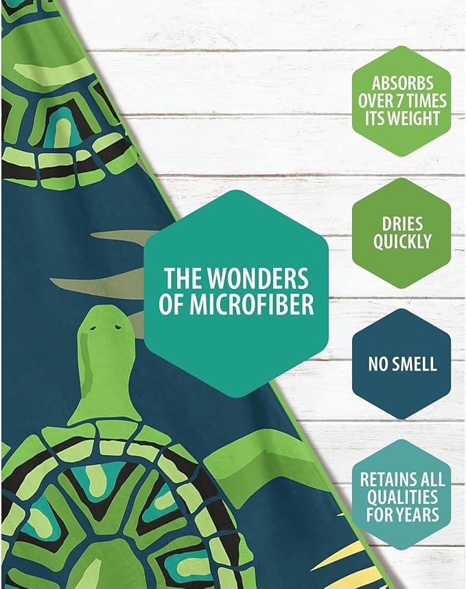 VENTURE 4TH Microfiber Beach Towel: Quick-Dry, Compact, Sand-Free, Absorbent, Sandproof and Lightweight - Perfect for Camping, Beach, and Roadtrips (Navy Turtle Design | 35x78 inches)