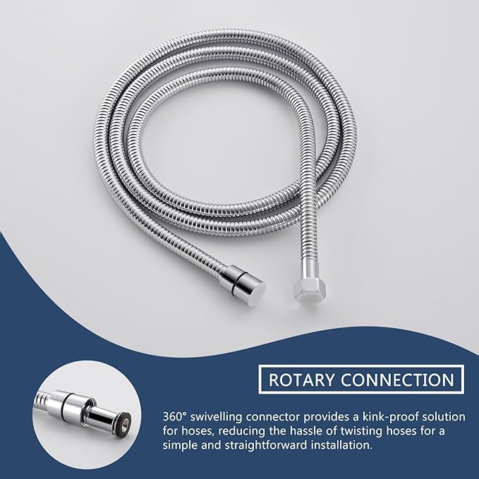 Angle Simple Replacement Shower Hose 79", Stainless Steel Flexible Handheld Shower Extension Hose 1/2" IPS, No Tangles, Chrome