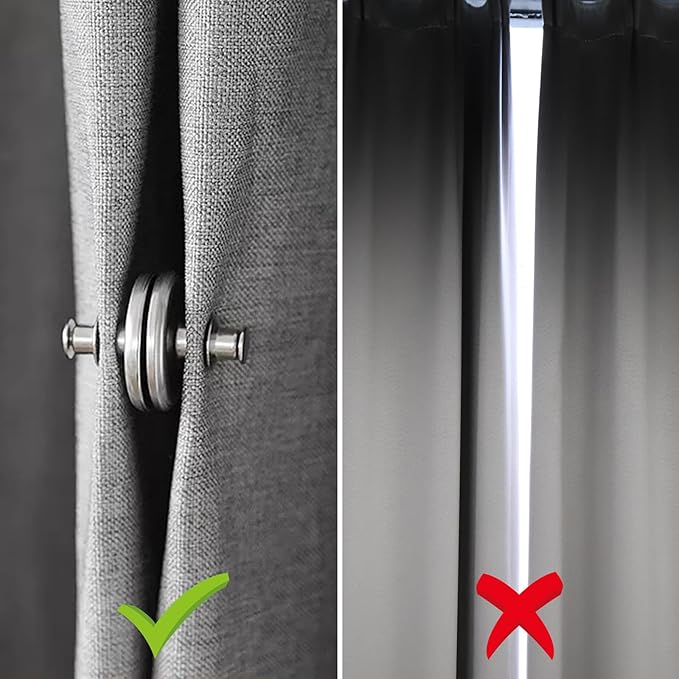 Curtain Magnets, Kaluofan 20Pairs Curtain Magnets Closure with 20Pairs Self-Adhesive Patch, Magnetic Curtain Clips Prevent Light Leaking, Keep Curtain Closed for Home Bedroom Bathroom Office Draperies