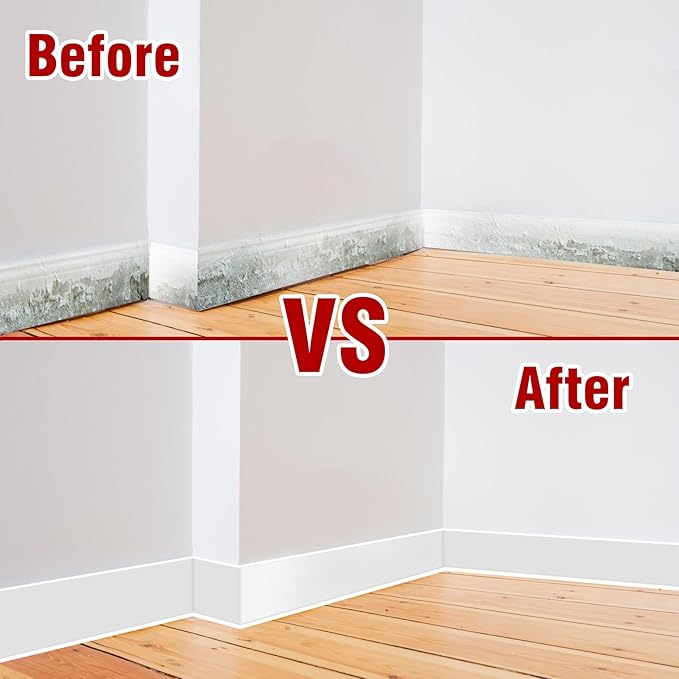 Vinyl Baseboard Molding Trim 3 Inch x 40 Feet Peel and Stick Baseboard Trim Flexible PVC Cove Base Moulding Self-Adhesive Trim for Garage Bathroom Cabinet Floor Walls, White