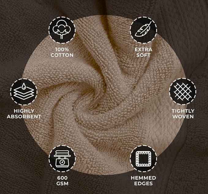 Avalon Towels Luxury Washcloths (Value Pack of 12) – Premium Cotton, Soft & Absorbent Wash Cloths for Body and Face, Hotel and Spa Quality Wash Clothes, Quick Dry and Machine Washable (Beige)