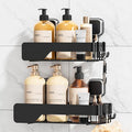 TAILI Shower Caddy Suction Cup 2 Pack,Stainless Steel Rustproof Shower Shelves,No Drilling Wall Mounted Basket,Large Capacity,Removable Suction Cup Bathroom Organizers & Home Decor,Black