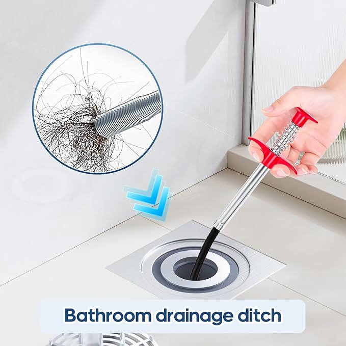 63'' Flexible Grabber Claw (4 Claws), Drain Snake with Tweezers, Bendable Hose Grabber Reacher Tool, Retractable Drain Clog Remover Tool, Pickup Tool for Bath Tub, Toilet, Kitchen Sink & Sewer