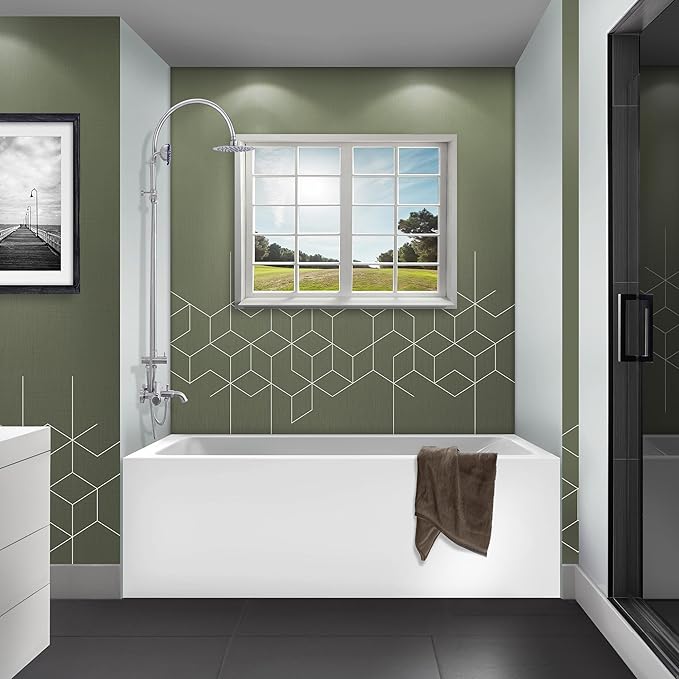 Fine Fixtures Acrylic, Fiberglass Alcove Soaking Bathtub with Integral Apron Front in Glossy White - Left Hand Drain, 66" x 32"