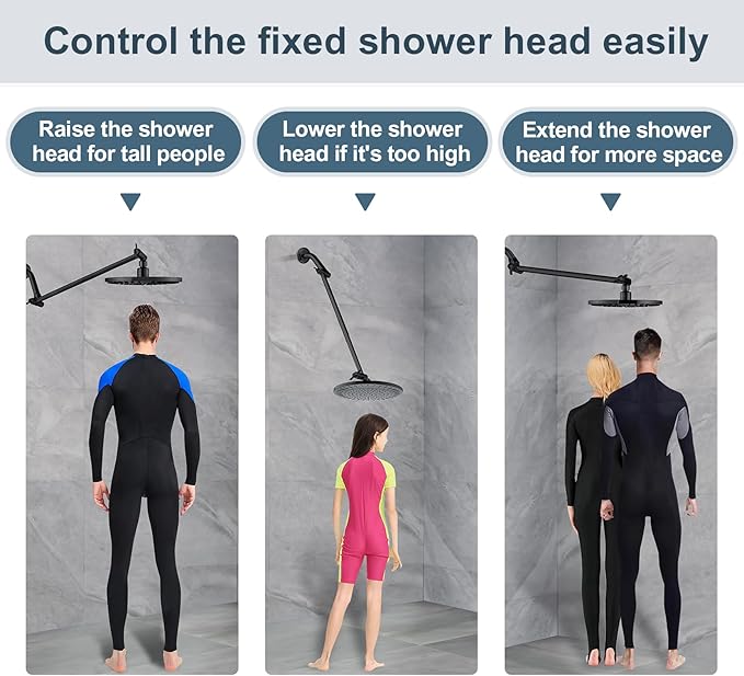 BRIGHT SHOWERS 15 Inch Extra Long Shower Head Extension Arm, Solid Brass Shower Arm Extender with Locking Screw for Rain and Handheld Showerhead, Height & Angle Adjustable, Oil-Rubbed Bronze