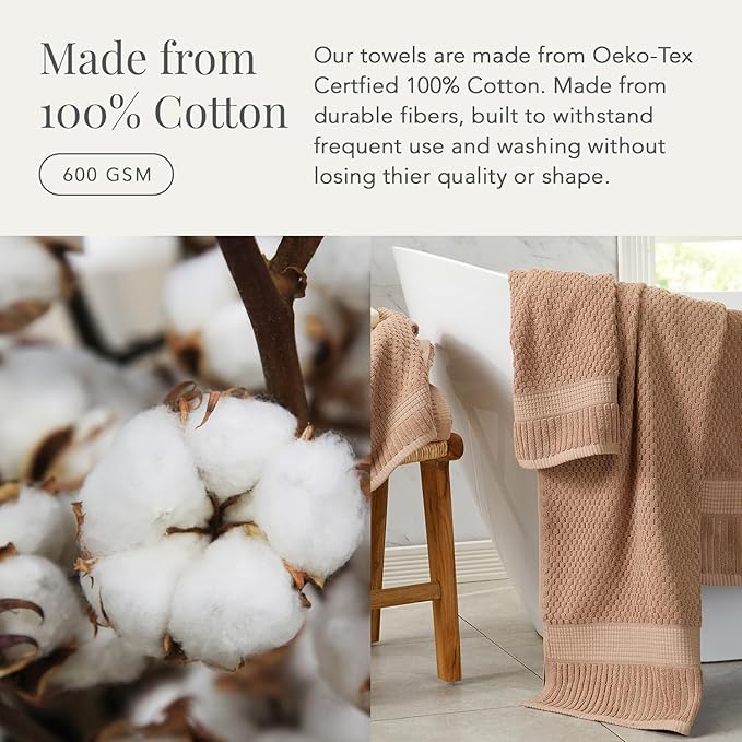 NY Loft 100% Cotton 2 Pack Bath Sheet Towel Set | Extra Large Oversize Bath Towels | Absorbent & Quick-Dry | Textured and Durable Cotton | Light Taupe