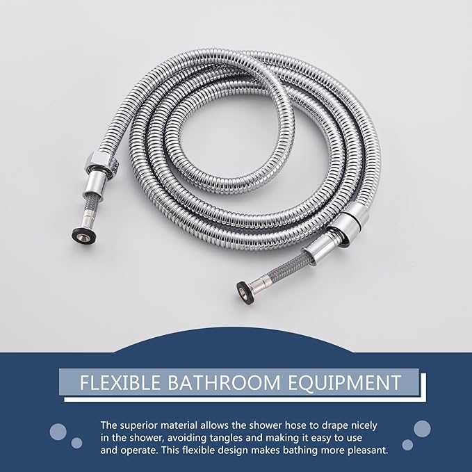 Angle Simple Replacement Shower Hose 79", Stainless Steel Flexible Handheld Shower Extension Hose 1/2" IPS, No Tangles, Chrome