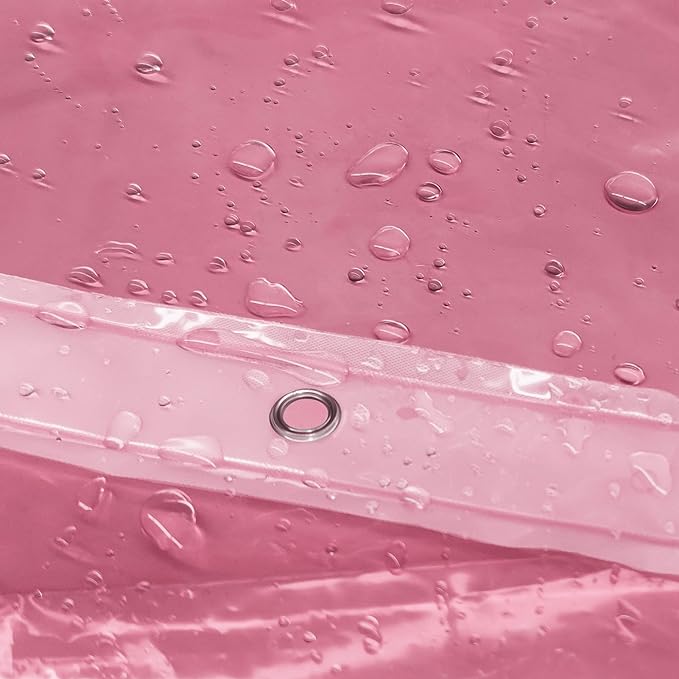 Barossa Design Clear Pink Long Shower Curtain Liner 78" Height - 3 Magnets & Waterproof Lightweight PEVA Shower Liner for Bath Tub, PVC Free, Metal Grommets, Clear Pink, 72x78