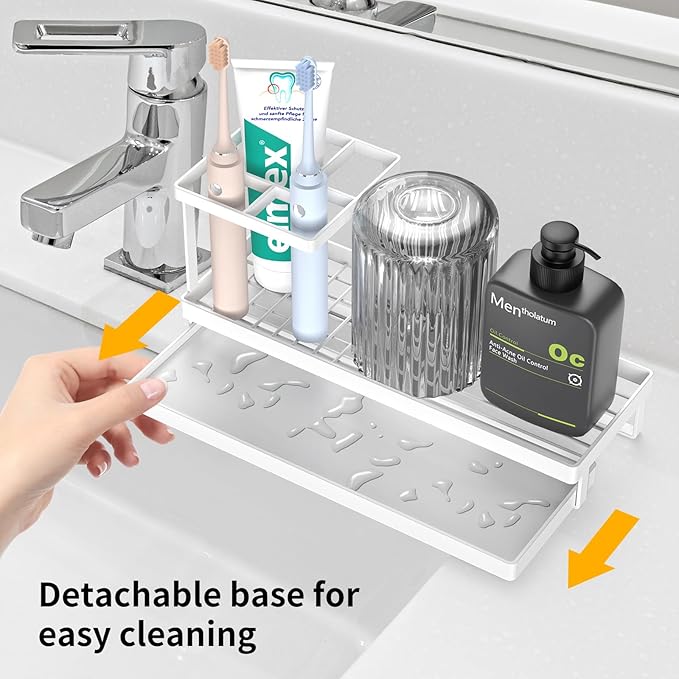 Toothbrush Holders for Bathrooms, Tooth Brushing Holder Electric Toothbrush and Toothpaste Organizer Bathroom Accessories for Countertop, Shower, White