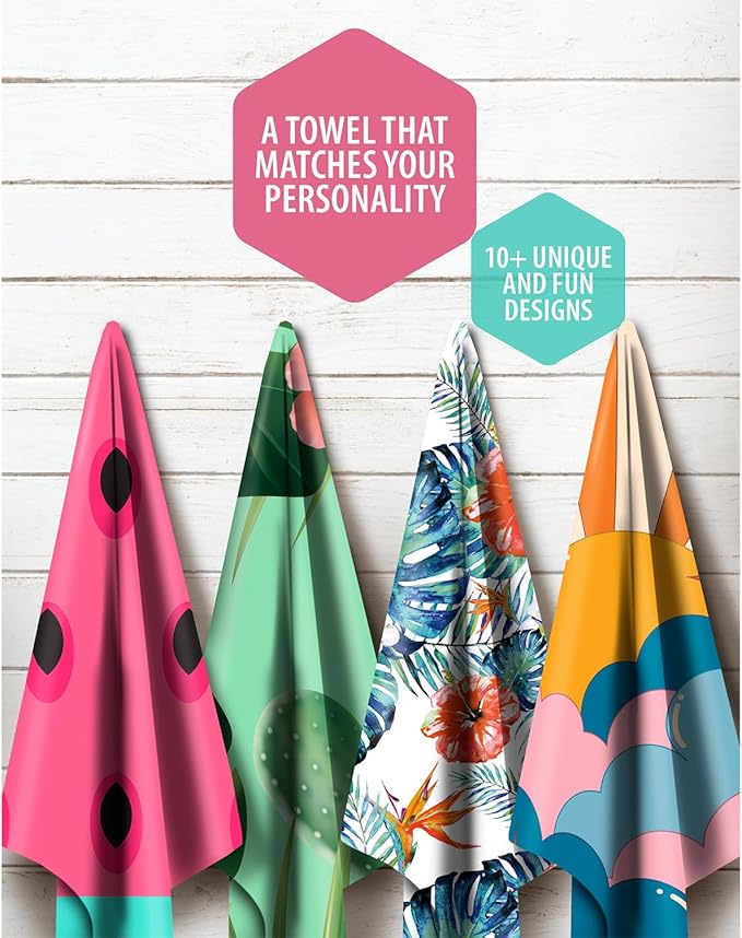 VENTURE 4TH Microfiber Beach Towel: Quick-Dry, Compact, Sand-Free, Absorbent, Sandproof and Lightweight - Perfect for Camping, Beach, and Roadtrips (Watermelon Design | 35x78 inches)