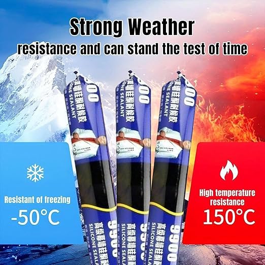 Waterproof Adhesive Sealants, Silicone Sealant, 590ml, Waterproof Sealant, Adhesive Sealer, Tear Resistant, for Kitchen Bathroom, Shower Window, Roof Wall Cracks Indoor