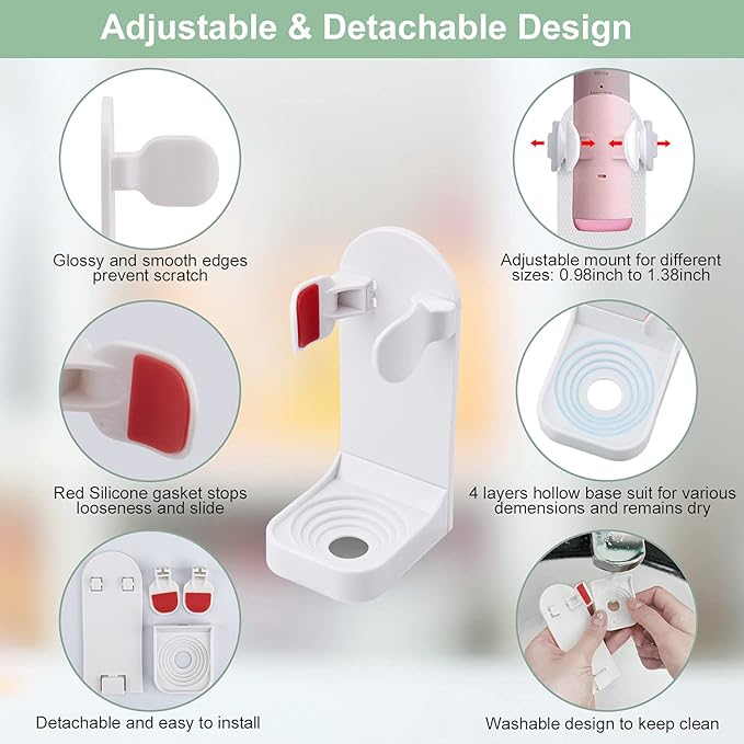 Boperzi 2 Pack Electric Toothbrush Stander and Toothbrush Holder Wall Mounted Automatic Toothpaste Dispenser Dustproof Cover Toothbrush Holder for Shower Bathroom Set Kids Family(Black+2 Pack)