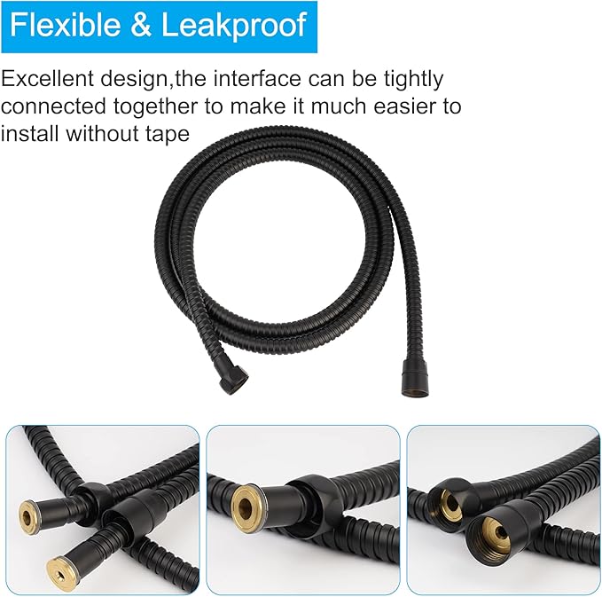 Hibbent All Metal Shower Hose, 59 Inch Stainless Steel Extra Long Bathroom Shower Hose Replacement, Anti-Twist Flexible Handheld Shower Head Hose Extension with Brass Insert & Nut, Oil Rubbed Bronze