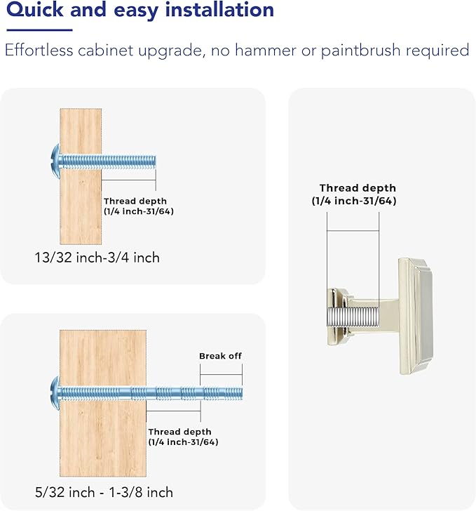Ravinte Hardware 10 Pack Kitchen Cabinet Pulls Square Drawer Single Hole Handles Brushed Nickel for Cupboard Gold Dresser Solid
