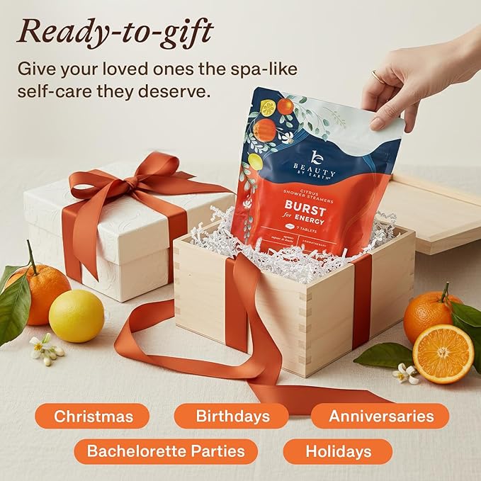 Shower Steamers Aromatherapy - USA Made with Natural Ingredients & Citrus Essential Oil, Christmas Stocking Stuffers for Men & Women, Long Lasting Shower Bombs for Energy Boost, White Elephant Ideas