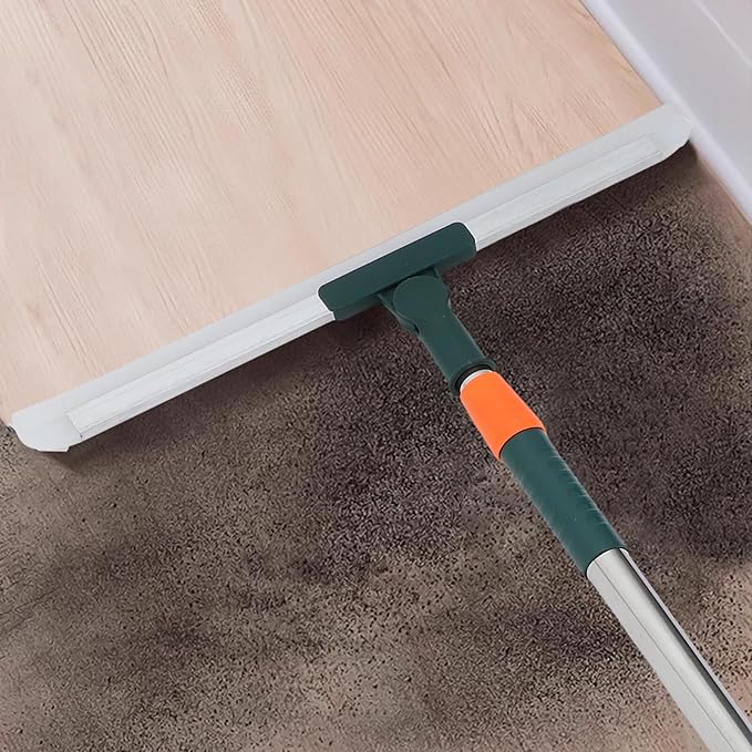 Silicone Squeegee with Rotating Head and Extendable Long Handle Scratch-Resistant Floor and Tile Cleaner for Bathroom Kitchen Reusable Adjustable Floor Squeegee Broom for Shower