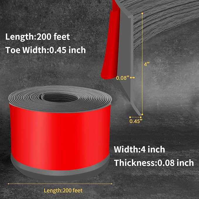 Flexible Baseboard Molding Trim 4 Inch Self-Adhesive Vinyl Wall Base Peel and Stick Cove Base Rubber Wall Baseboard Moulding Trim (200Ft, Deep Gray Wood Grain)