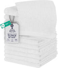DAN RIVER 12 Pack Wash Cloths for Showering [12x12] - 100% Cotton Washcloths Premium Quality Flannel Face Cloths for Bathroom, Highly Absorbent and Soft Feel Wash Clothes, White