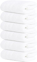 Tens Towels Pack of 6 Hand Towels, 100% Cotton, Lighter Weight, Quick to Dry, 16 x 28 Inches, Super Soft & Absorbent, Perfect for Bathroom & Kitchen, White