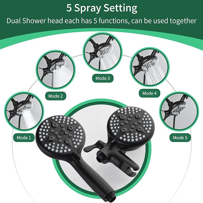 2 Handles Tub Shower Faucet Set Shower System with Tub Spout Bathtub Faucet Set Shower Tub Combo Set Complete Tub and Shower Trim Kit Matte Black