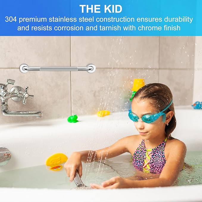 supregear Grab Bars for Bathtubs and Showers, Anti Slip Bathroom Grab Bars for Seniors, 304 Stainless Steel Safety Shower Handle, Toilet Handicap Elderly Assist Bathroom Wall Handle, 16 inch