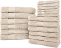 Hencely 18-Piece Bath Towel Set - High Absorbency, Quick Drying - 100% Soft Turkish Cotton - 6 Bath Towels, 6 Hand Towels, 6 Washcloths - Bathroom, Home, Hotel, Spa, and Gym - 18-Pack Beige