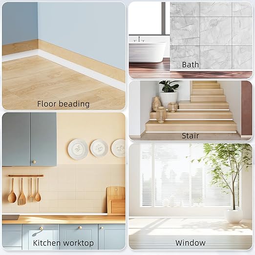 Flexible Quarter Round Molding Trim Peel and Stick 118Inch White,Small Self Adhesive Silicone Shoe Moulding,Bendable Mini Waterproof Caulk Strip for Baseboard,Wall,Bathtub,Floor,Bathroom,Crown