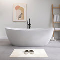 SJ STAR&JANE 73" Solid Surface Freestanding Bathtub Stone Resin Tub Oval Double Slippers Stand Alone Soaking Tub with Pop-up Drain and Overflow, Matte White