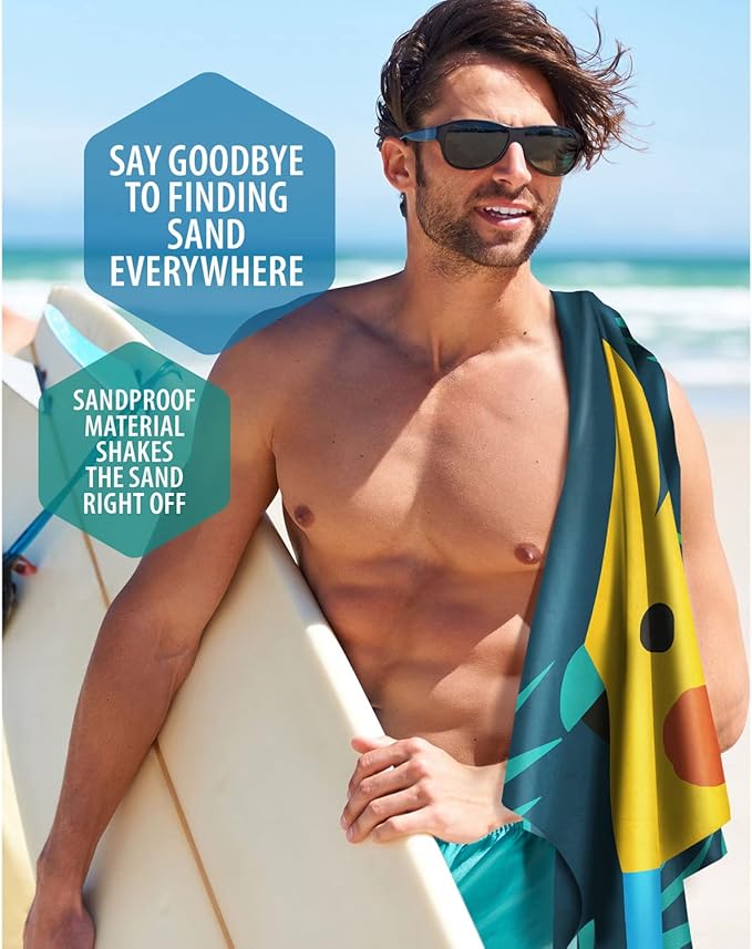 VENTURE 4TH Microfiber Beach Towel: Quick-Dry, Compact, Sand-Free, Absorbent, Sandproof and Lightweight - Perfect for Camping, Beach, and Roadtrips (Navy Cockatoo Design | 35x78 inches)