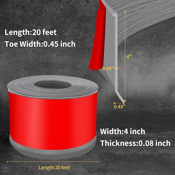 Flexible Baseboard Molding Trim 4 Inch Self-Adhesive Vinyl Wall Base Peel and Stick Cove Base Rubber Wall Baseboard Moulding Trim (20Ft, Light Gray Wood Grain)