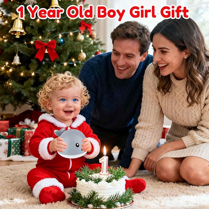 Bath Toys for Kids Ages 1-3 - Christmas Stocking Stuffers for Toddlers - 1 Year Old Girl Boy Gifts 1st First Birthday Gifts - Light Up Whale Sprinkler Bathtub Water Pool Toys for Babies 6-12-18 Months