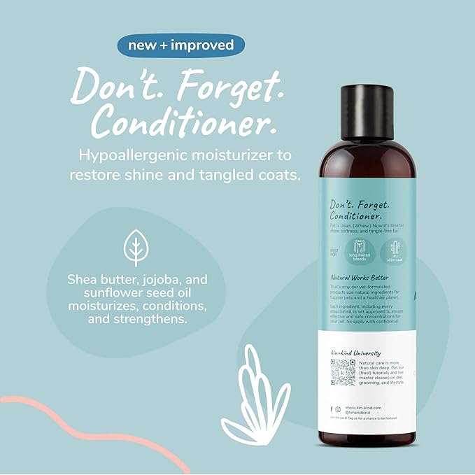 kin+kind Oatmeal Shampoo for Dogs & Cats – Natural Anti Itch Pet Shampoo for Sensitive Skin with Colloidal Oatmeal, Coconut Oil & Olive Oil – Moisturizing Oatmeal Bath for Dry & Itchy Skin – Bundle