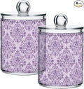 MNSRUU 4 Pack Qtip Holder Organizer Dispenser Purple Morden Floral Bathroom Containers Bathroom Vanity Storage Canister Apothecary Jars for Cotton Swabs/Pads/Floss