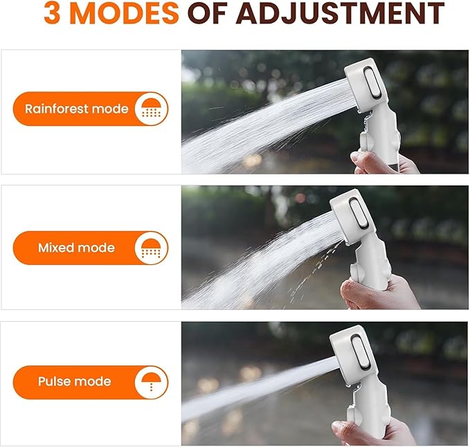 Portable Shower for Camping with Reverse Charging Function,Portable Shower Pump with Rechargeable Electric,Portable Shower Head,Portable Hose,with 3 Spray Modes for Camping,Hiking,Traveling