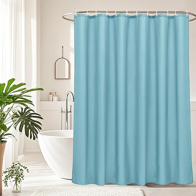 AooHome 72x96 inch Fabric Shower Curtain Liner, Waterproof Extra Long Bathroom Curtain for Hotel with Hooks, Weighted Hem, Blue