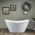 WOODBRIDGE 59 in. x 29.13 in. Stone Resin Luxury Contemporary Solid Surface Freestanding Bathtub in Matte White