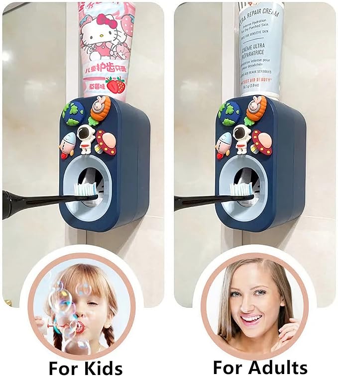 Automatic Toothpaste Dispenser Wall Mounted for Bathroom,Toothpaste Squeezer for Kids & Family Shower by Mr. Thumbs (1pc,Astronaut)