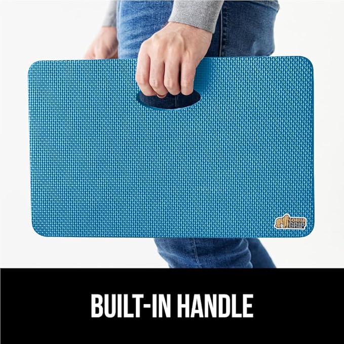 GORILLA GRIP Extra Thick Patent Pending Soft Foam Kneeling Pad, Supportive Large Cushion Knee Pads for Gardening, Baby Bath Time, Dirt and Water Resistant, Workout and Garden Supplies, 17.5x11, Blue