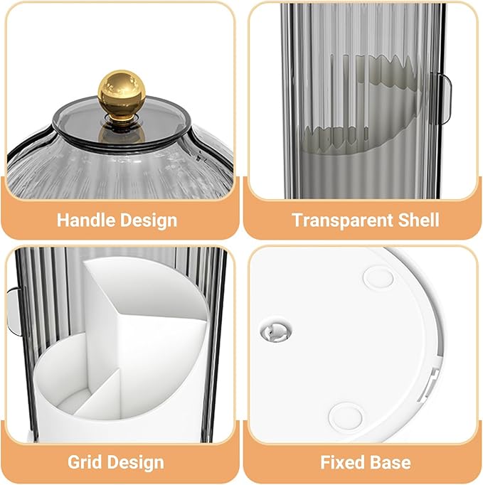 Birdcage-Style Concealed Toothbrush Holder Sliding Lid Bathroom Counter Organizer Tooth Brush Holder for Bathroom 360 Rotating Waterproof Dustproof Makeup Brushes Storage for Vanity (Black)