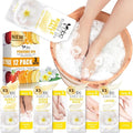 Pedicure Kit Foot Soak Set: Bubble Salt, Sugar Scrub, Massage Mask, Massage Lotion in a Box, 4 Step Foot Spa Kit for Dry Feet, Calluses and Tired Feet(3 Set Milky Flower)