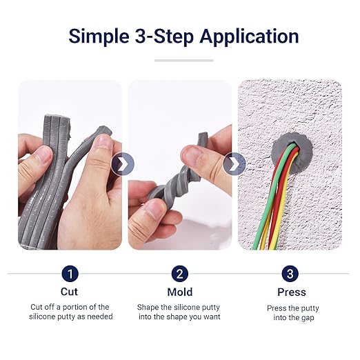 Moldable Waterproof Silicone Putty for Bathroom Wall & Pipe Gaps, Reusable & Pliable Repair Sealant (Light Grey)