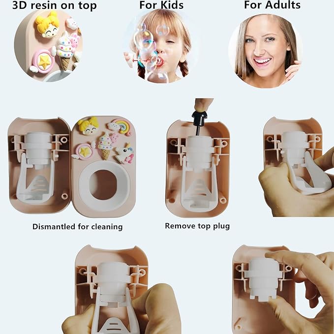 Automatic Kid Toothpaste Dispenser for Shower,Toothpaste Squeezer for Kids & Family,Wall Mounted Bathroom Decor by Mr. Thumbs (1pc,Unicorn)